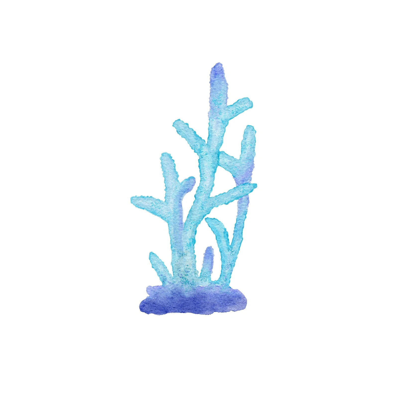 Ocean Blue Coral Watercolor Wall Art