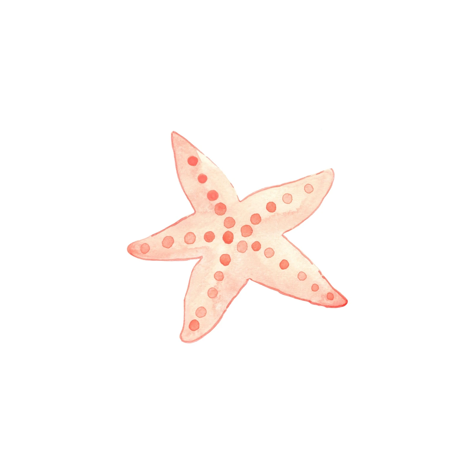 Whimsical Coral Starfish Watercolor Wall Art