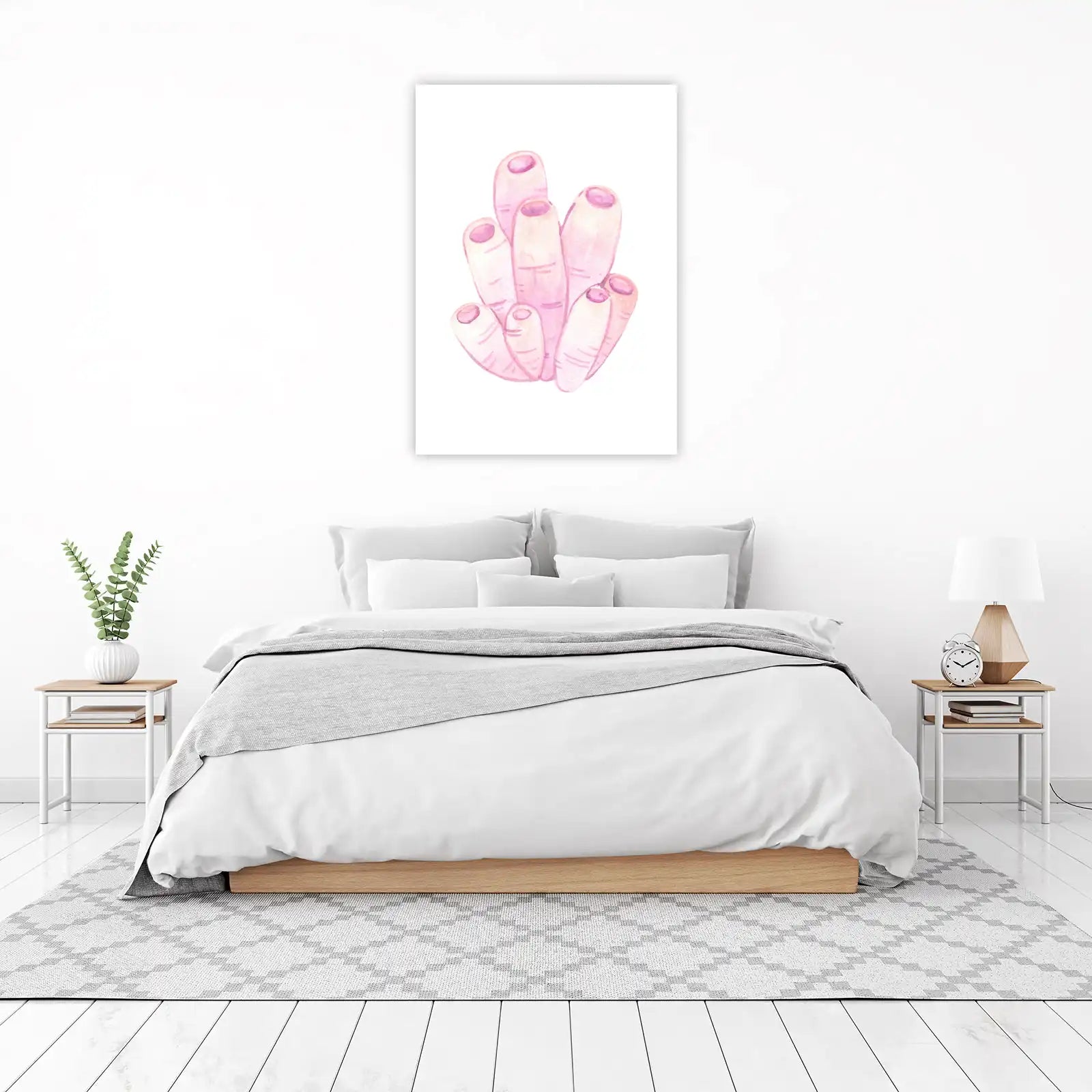 Soft Pink Coral Watercolour Wall Art