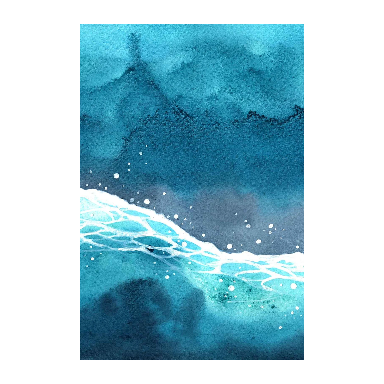 Ocean Wave Abstract Watercolor Wall Art