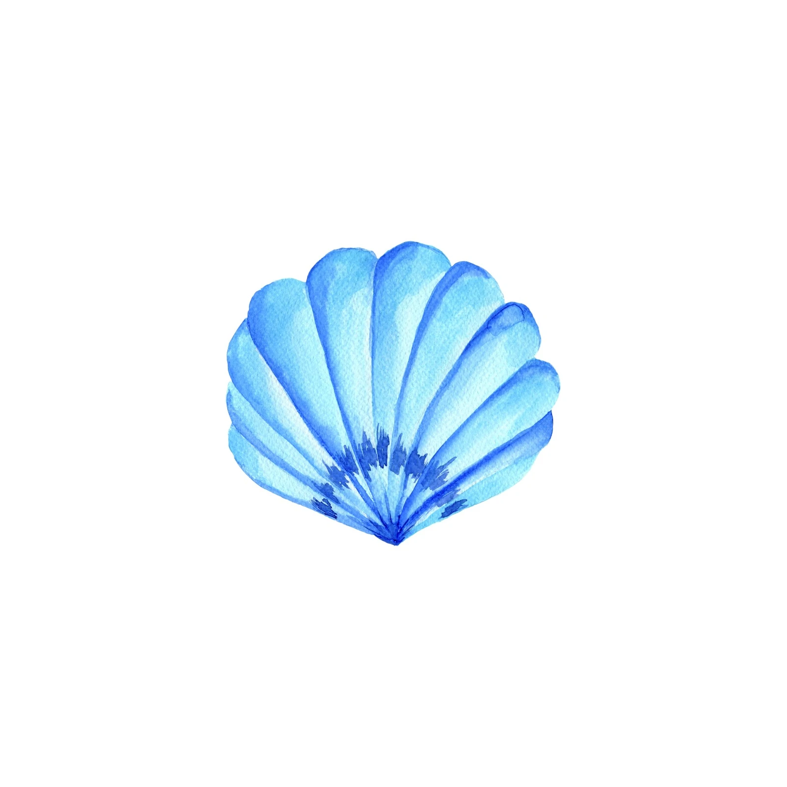 Serene Blue Seashell Watercolor Wall Art