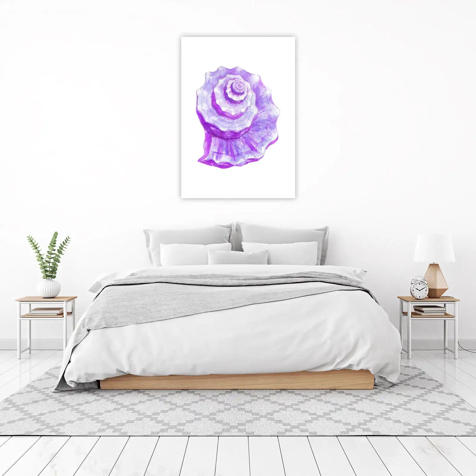 Serene Purple Seashell Watercolor Wall Art