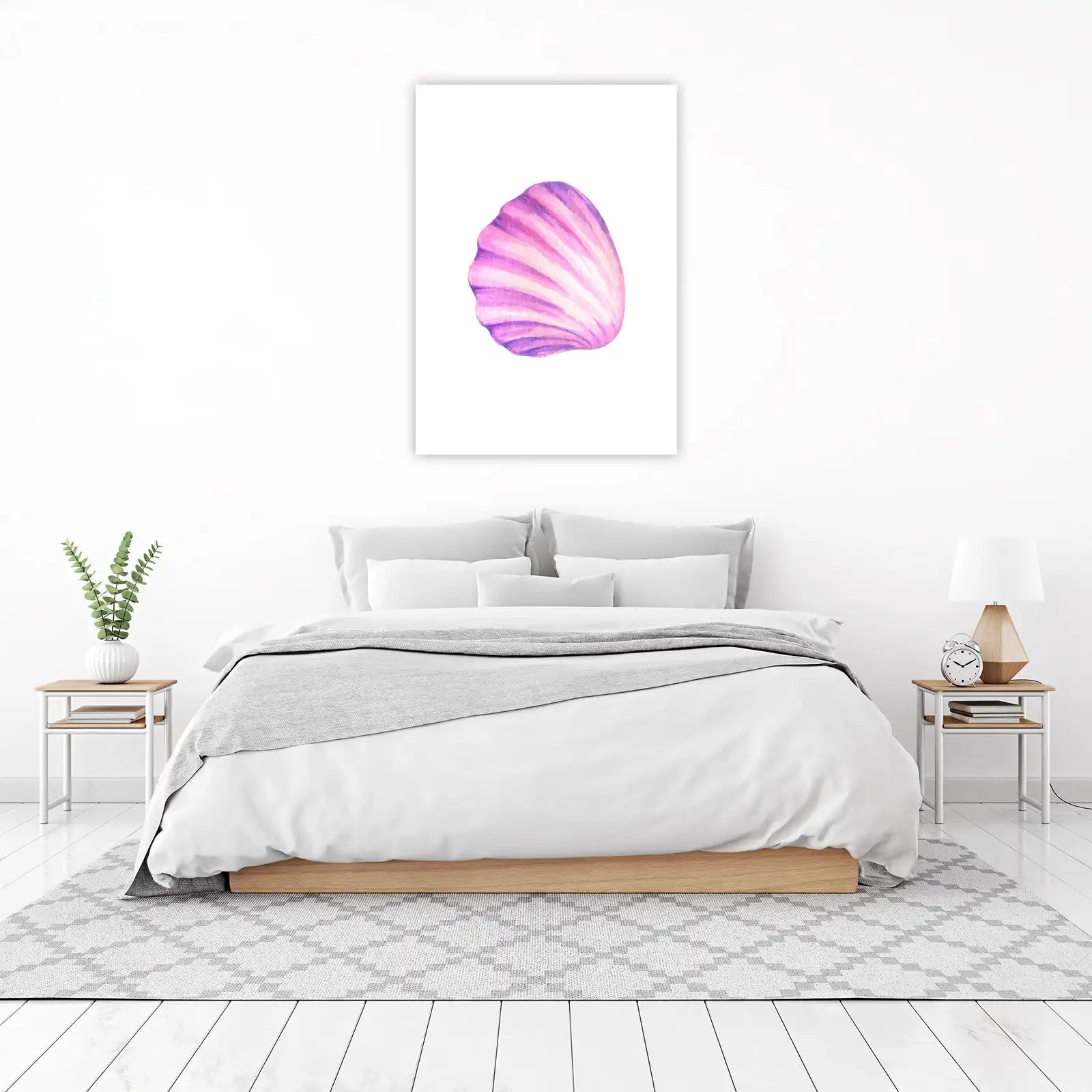 Watercolor Seashell Pink Purple Wall Art