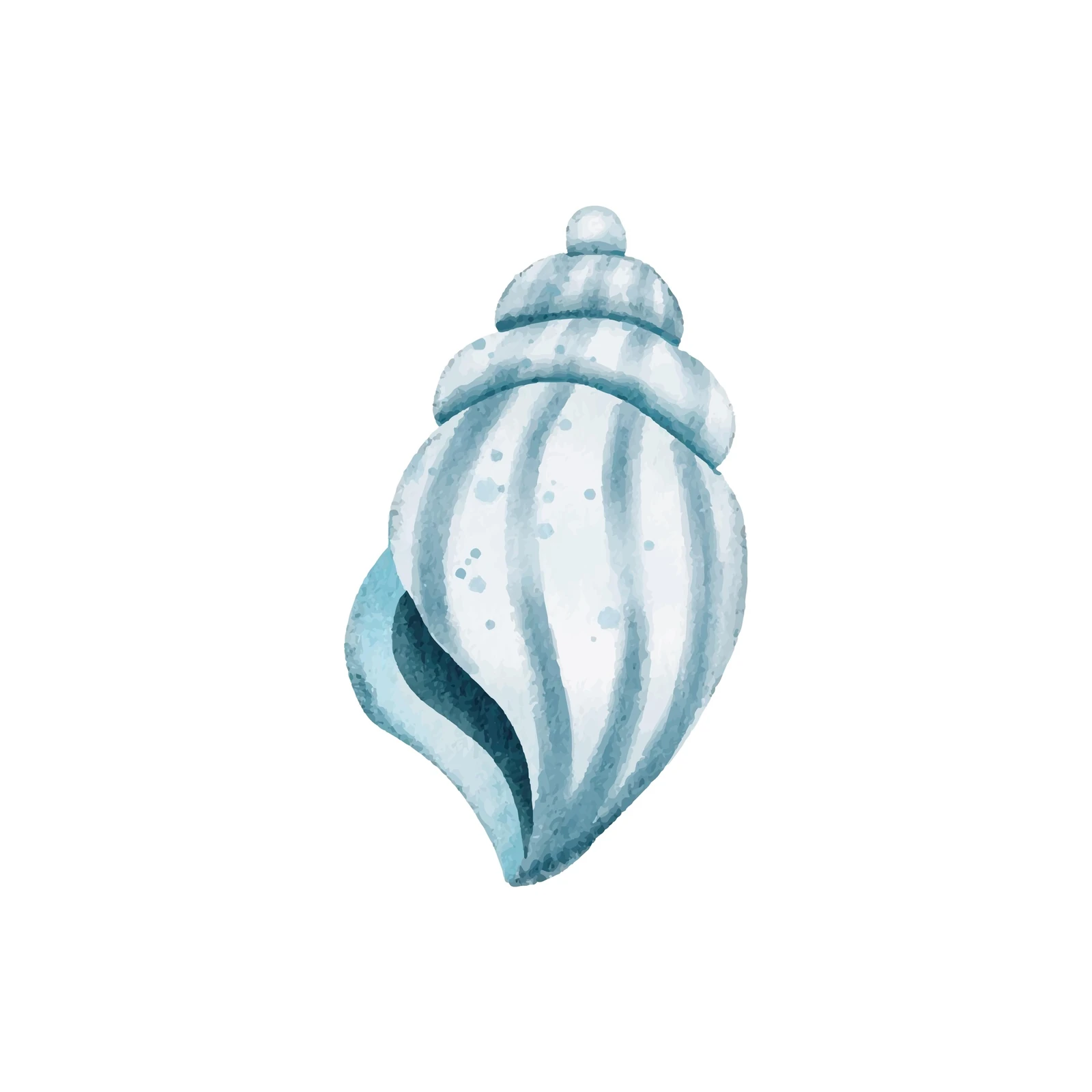 Serene Blue Seashell Watercolor Wall Art