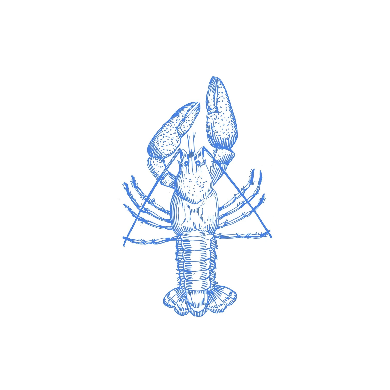 Blue Lobster Nautical Line Art Wall Art