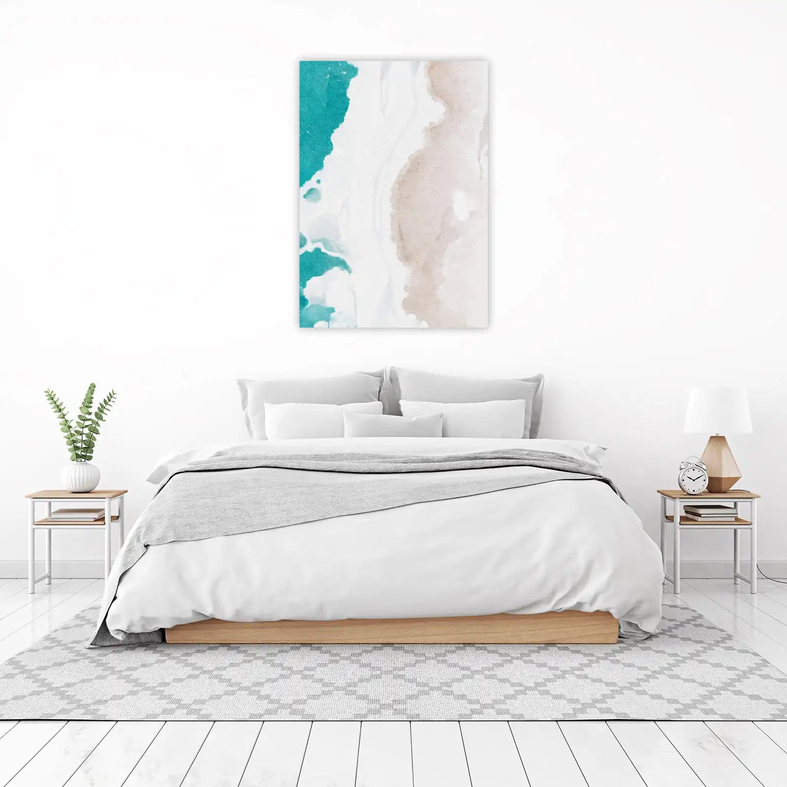 Coastal Serenity Abstract Teal & Sand Wall Art