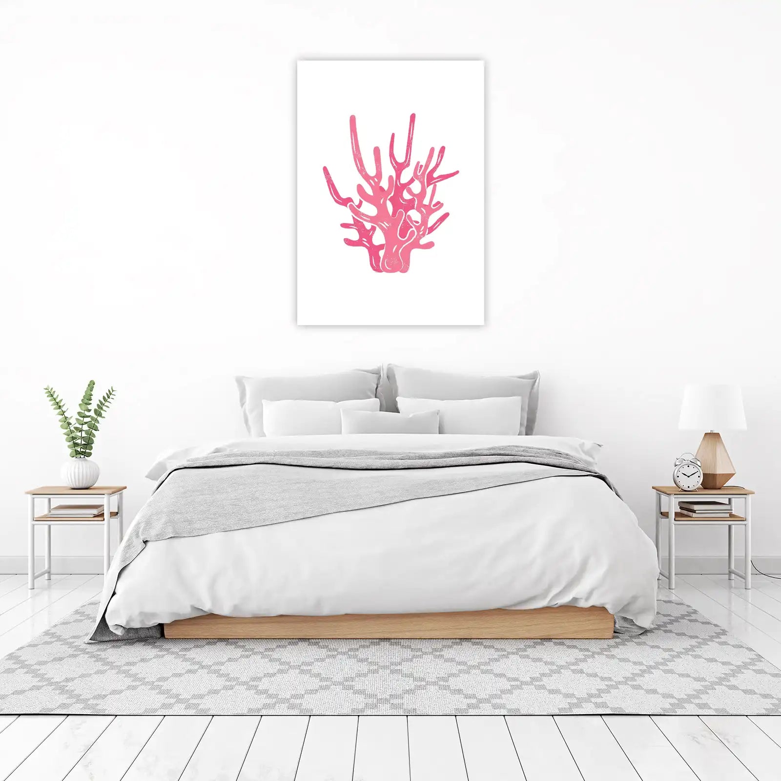 Vibrant Pink Coral Branch Wall Art