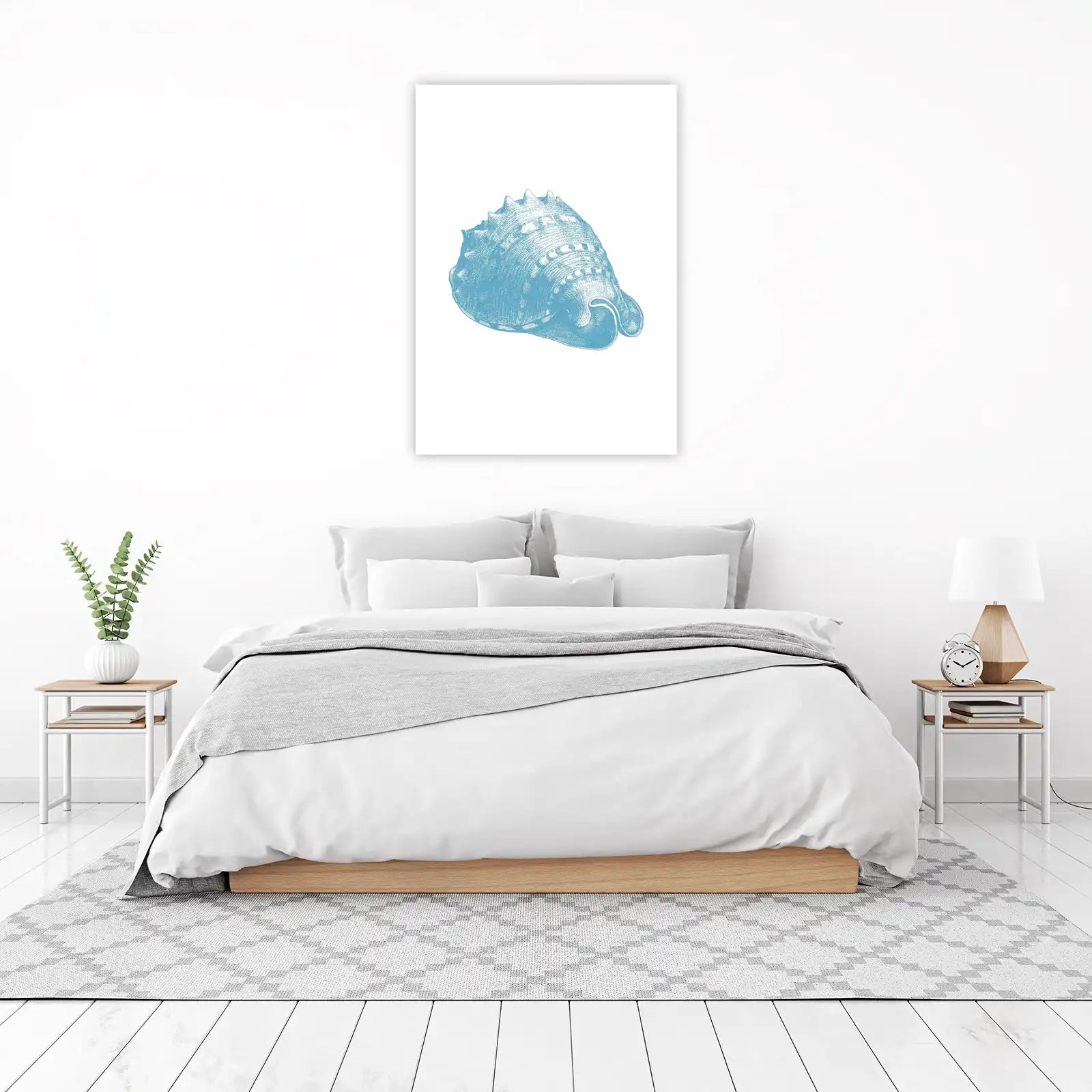 Serene Blue Seashell Sketch Wall Art