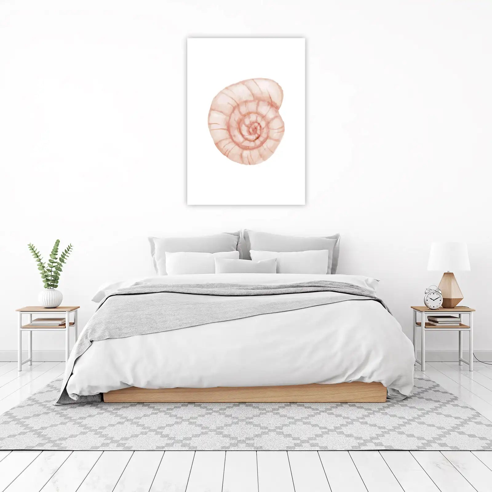 Serene Nautilus Shell Watercolor Wall Art