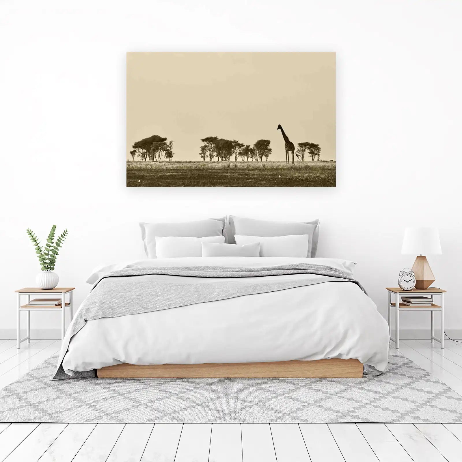 Serene Giraffe Savannah Landscape Wall Art