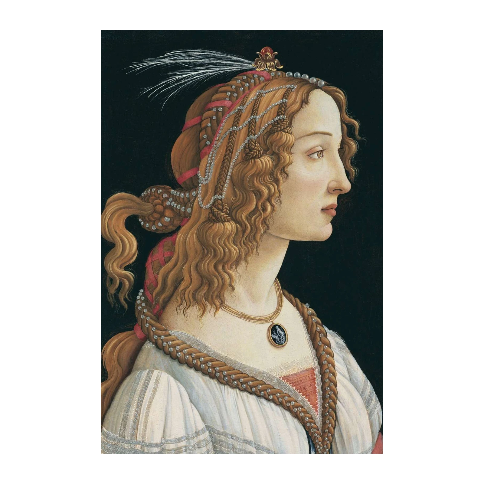 Elegant Renaissance Portrait Woman Hair Details Wall Art