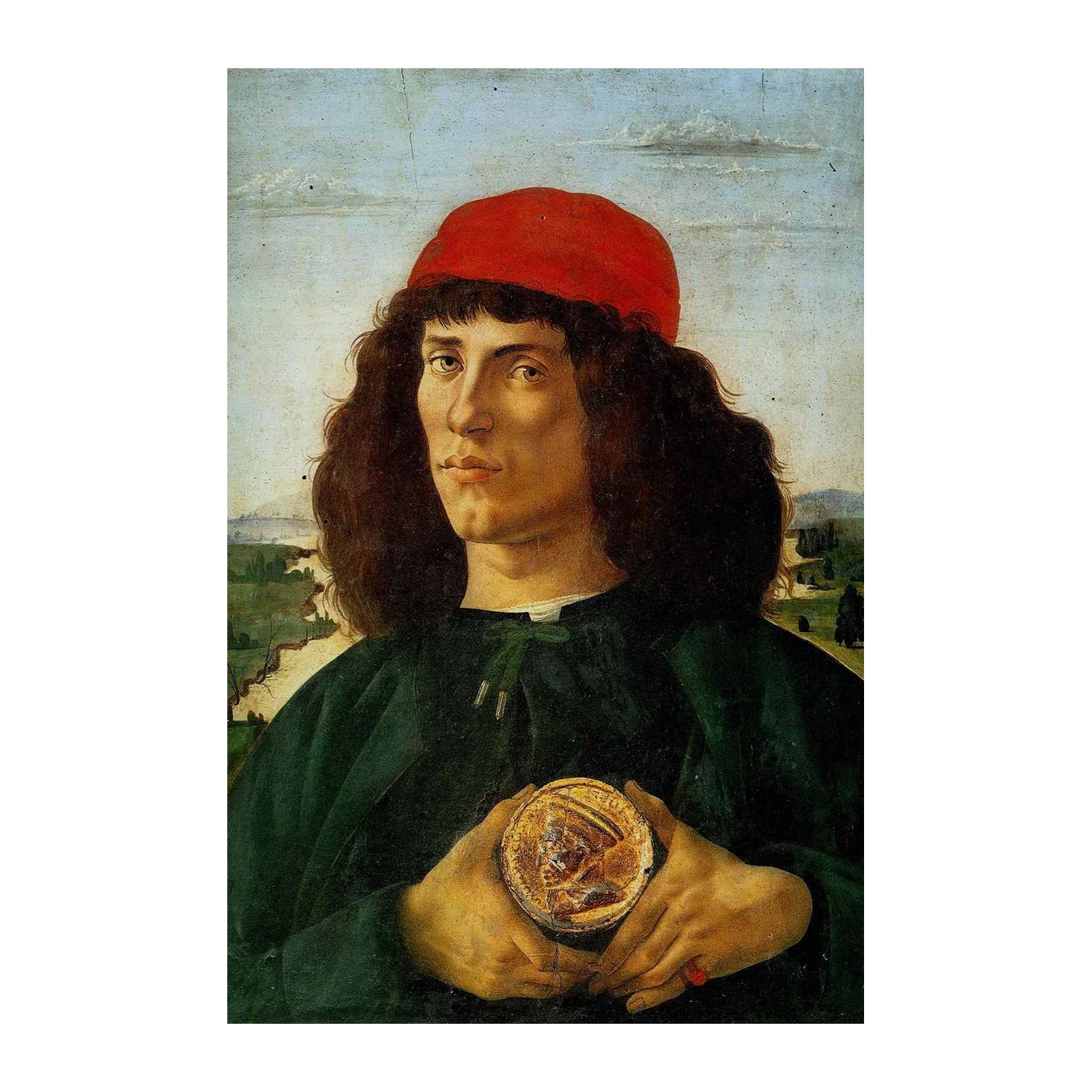 Renaissance Portrait Man Red Cap Wall Art