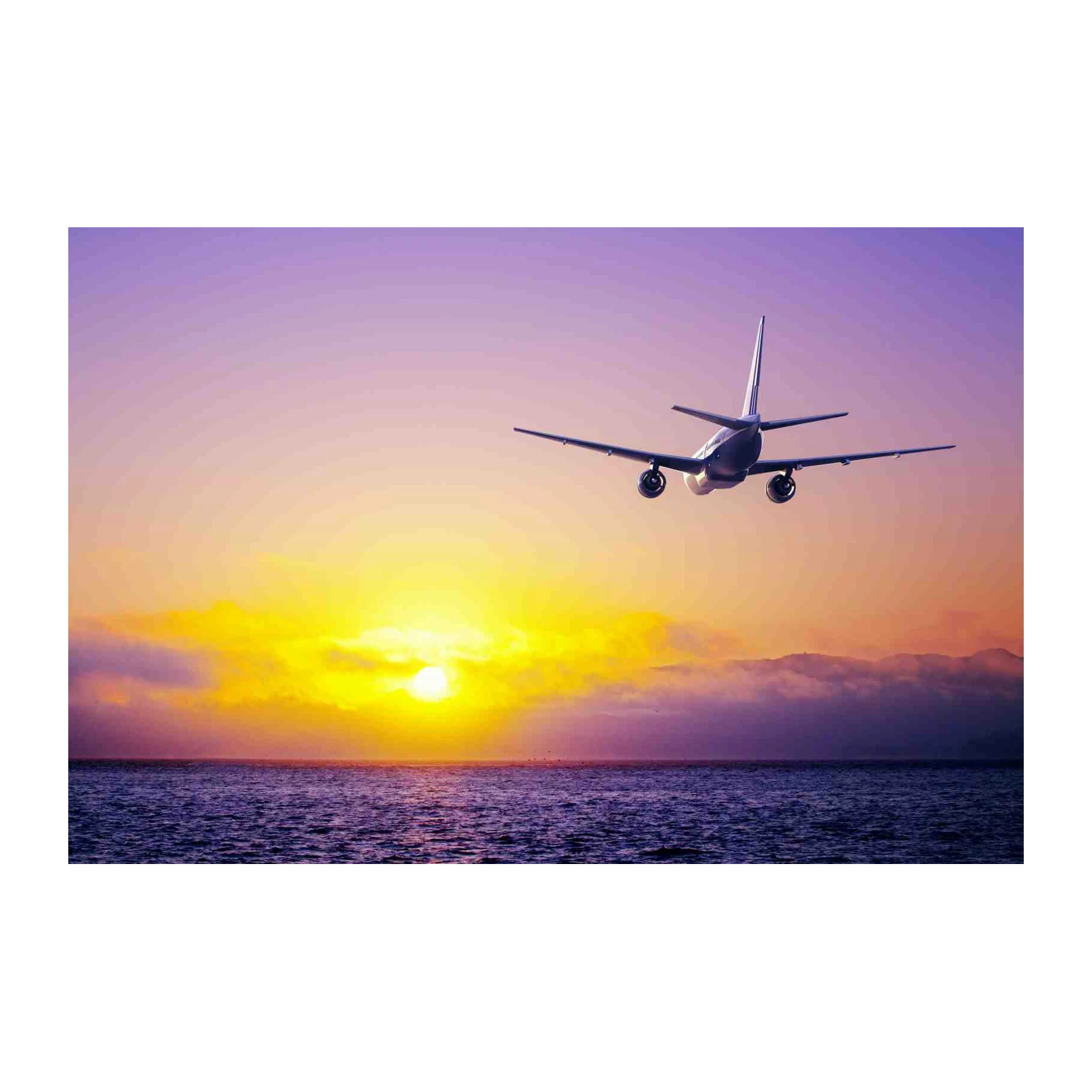 Airplane Sunset Ocean Wall Art Art