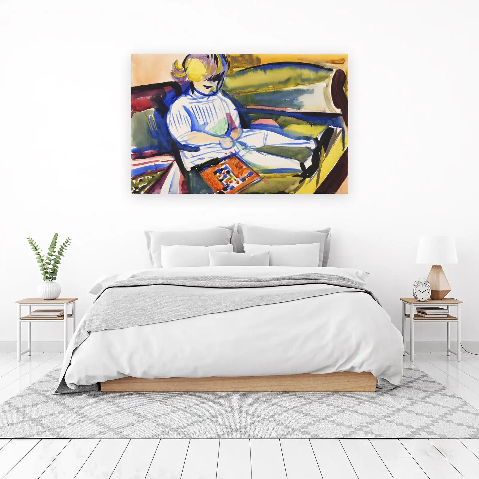 Child Reading Colorful Abstract Wall Art