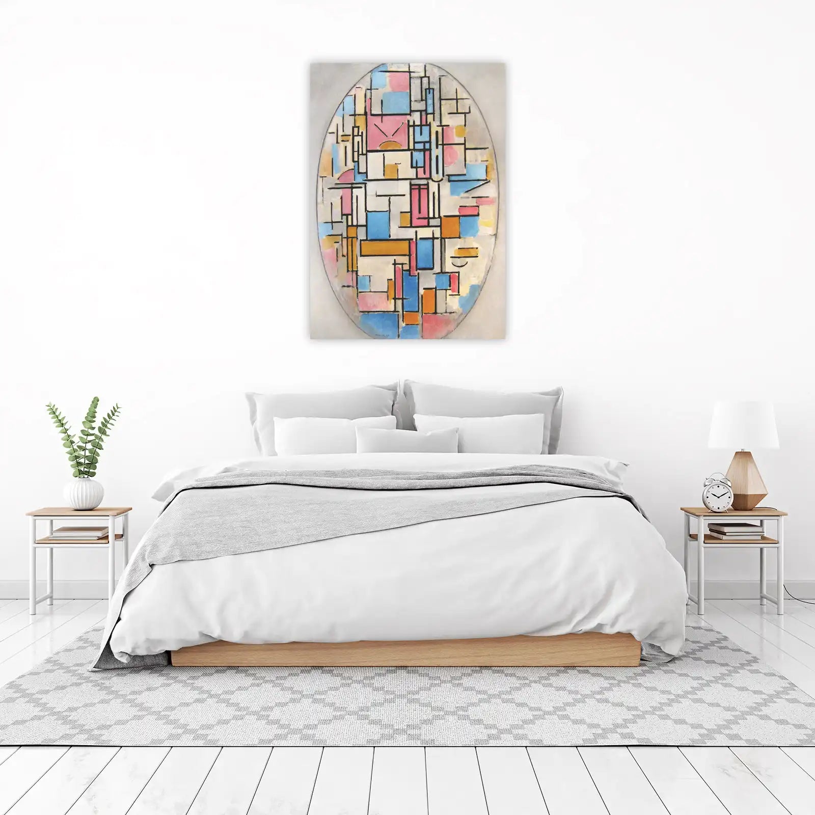 Oval Composition with Pink, Blue & Yellow Wall Art