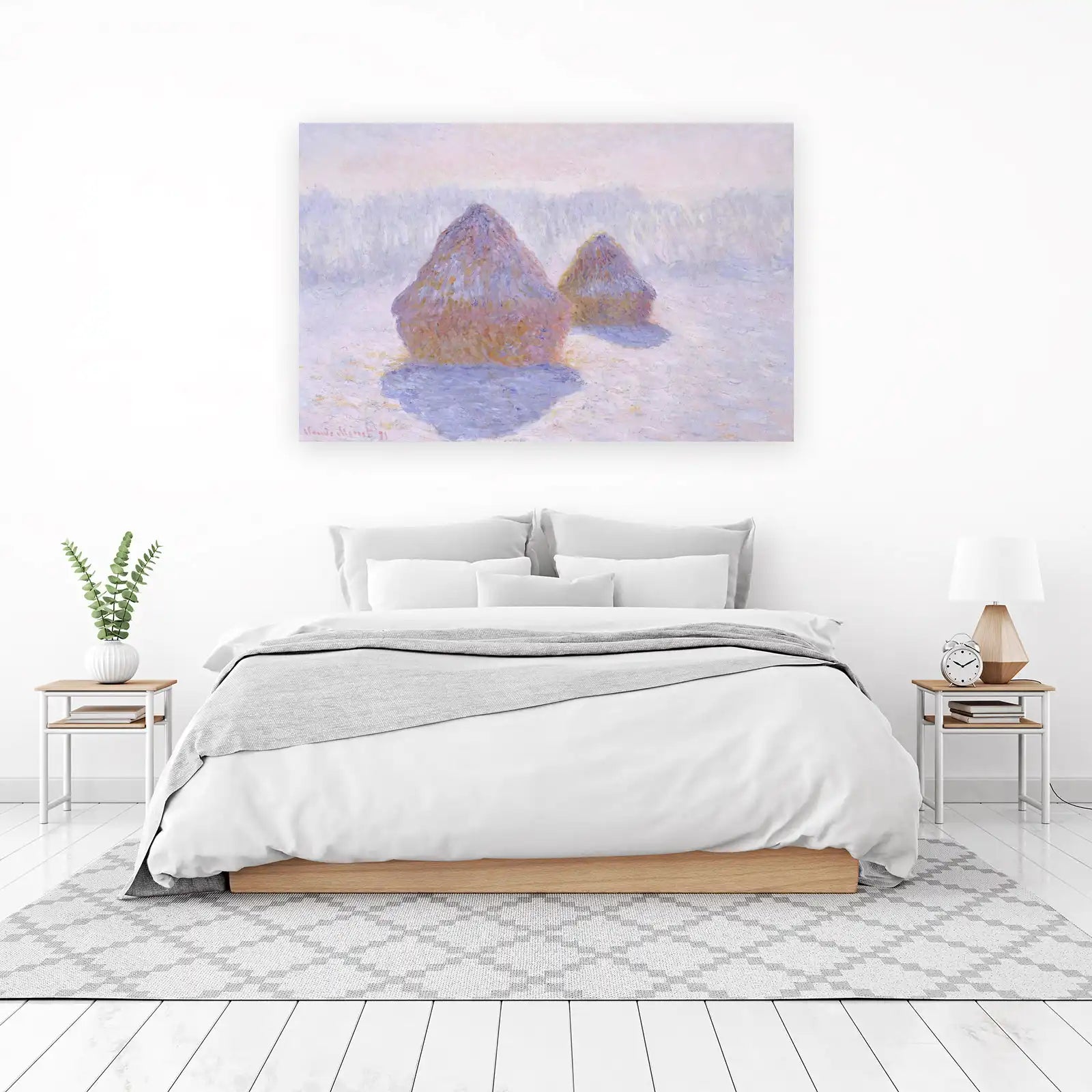 Monet Haystacks Winter Impressionist Wall Art