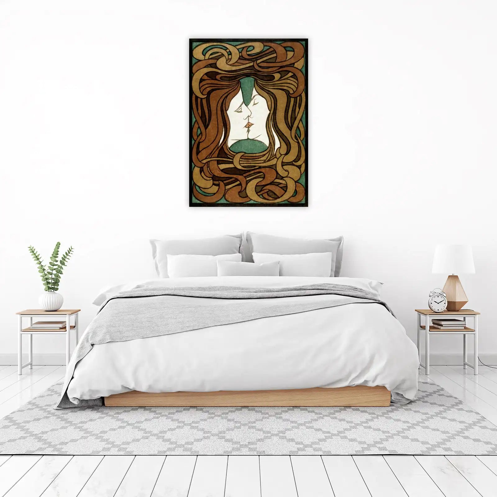 Art Nouveau Lovers Kiss Wall Art