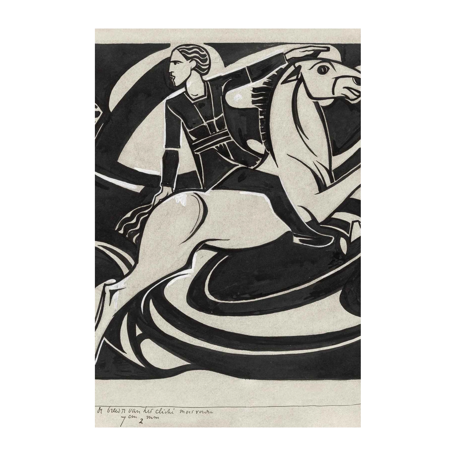 Dynamic Rider & Horse Art Nouveau Wall Art
