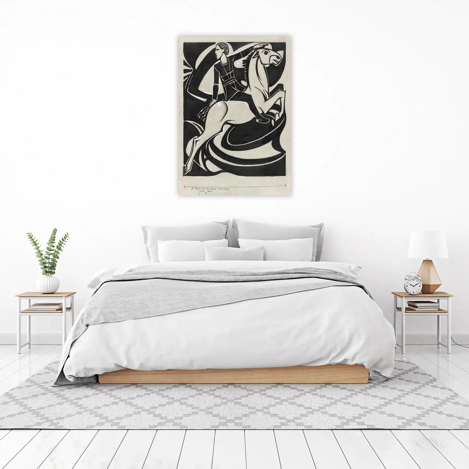 Dynamic Rider & Horse Art Nouveau Wall Art