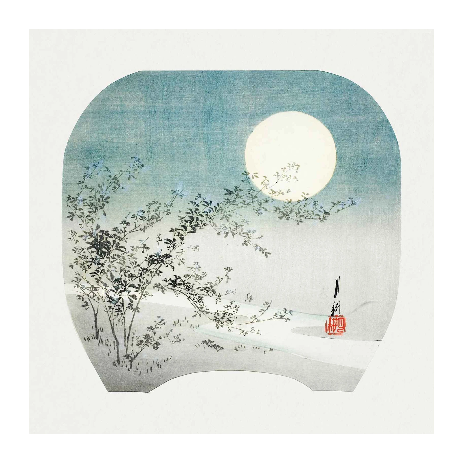 Serene Moonlit Blossom Japanese Wall Art Wall Art