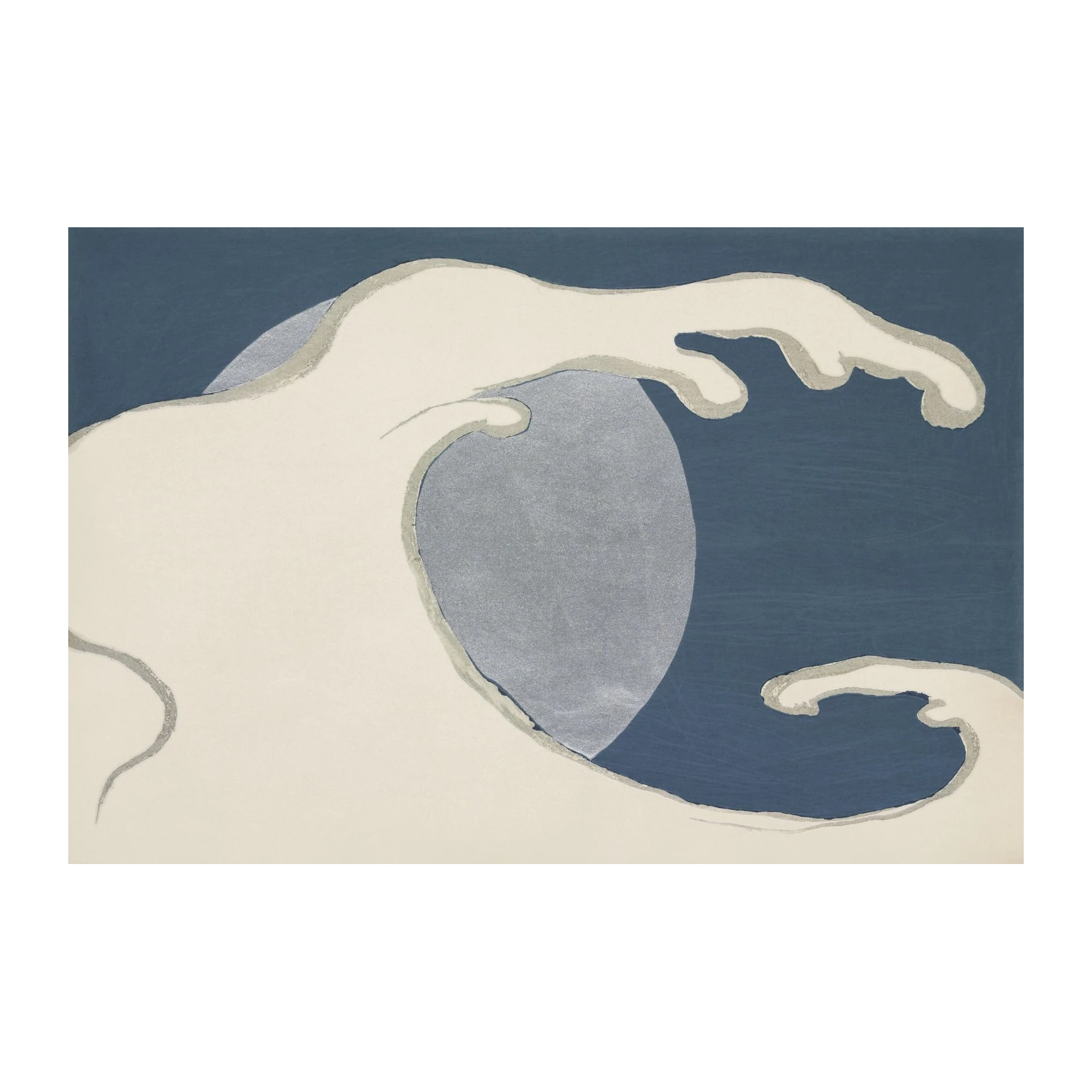 Serene Blue Wave Moon Wall Art