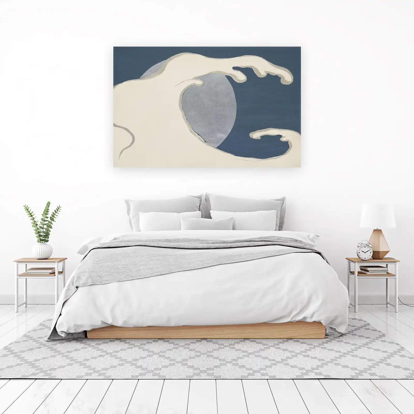 Serene Blue Wave Moon Wall Art