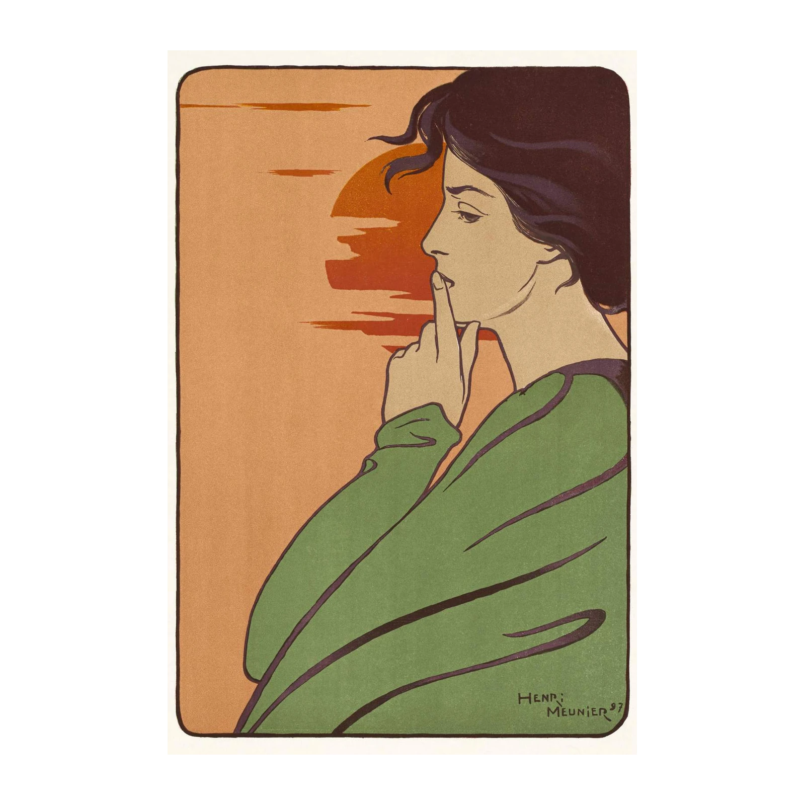 Art Nouveau 'Shhh' Woman Wall Art