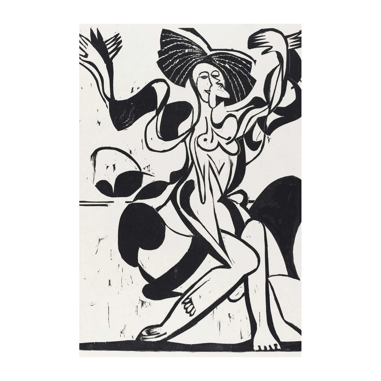 Abstract Dancing Woman Black & White Wall Art
