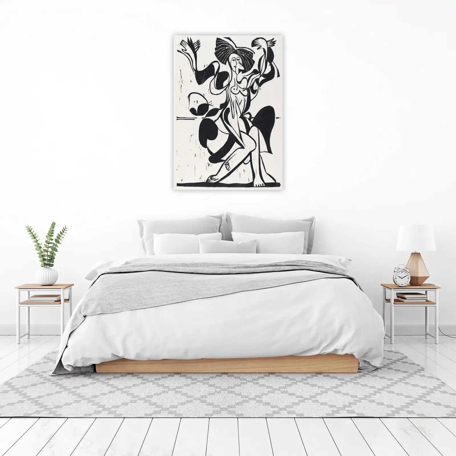 Abstract Dancing Woman Black & White Wall Art