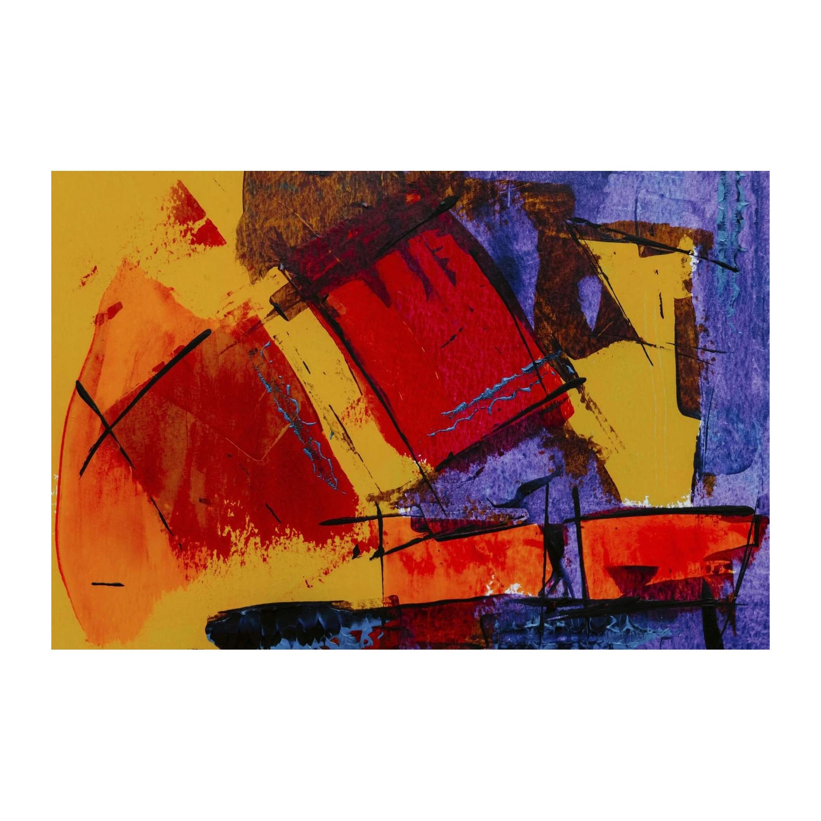 Vibrant Abstract Red Yellow Purple Wall Art