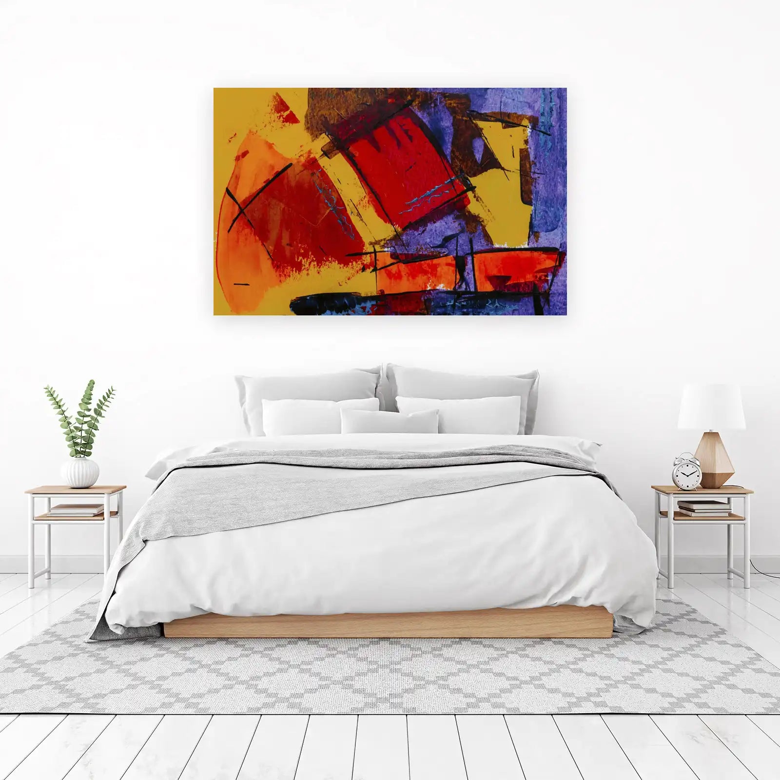 Vibrant Abstract Red Yellow Purple Wall Art