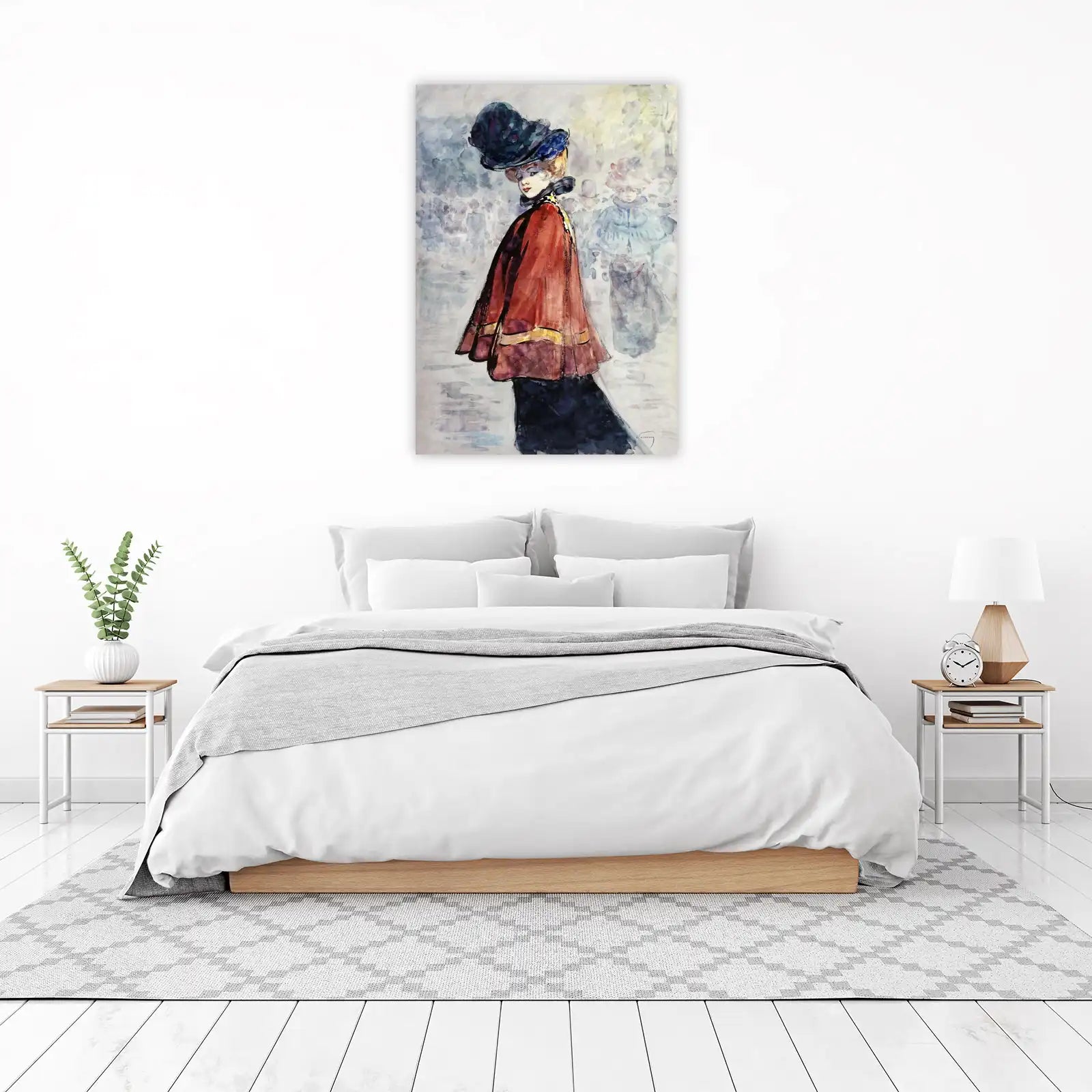 Elegant Victorian Lady Red Cape Wall Art