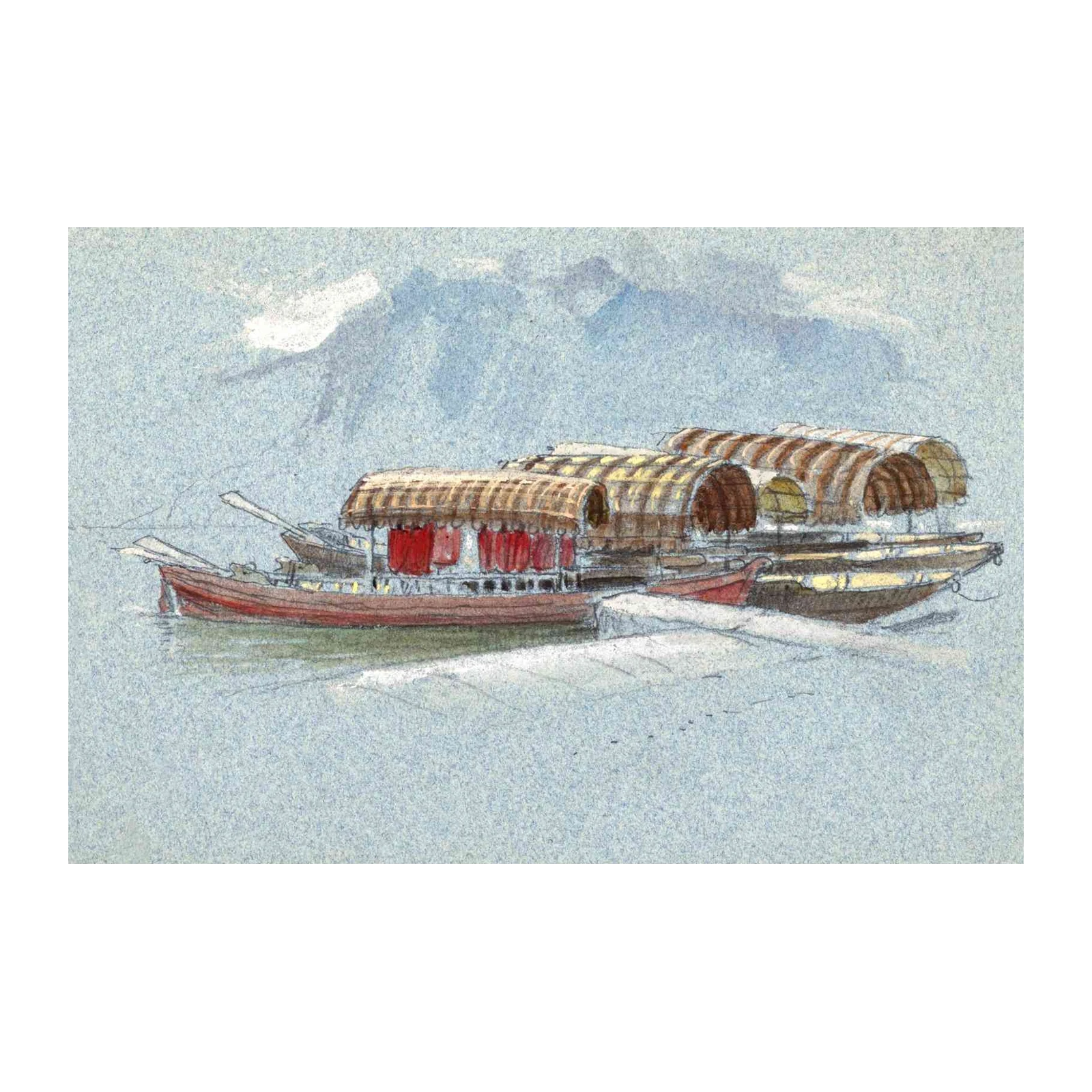 Serene Houseboats on Misty Waters Wall Art