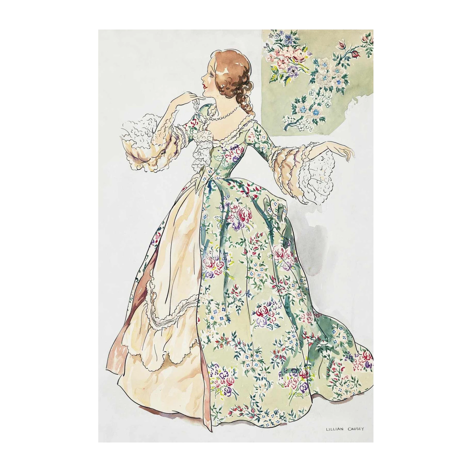 Vintage Floral Elegance Fashion Illustration Wall Art