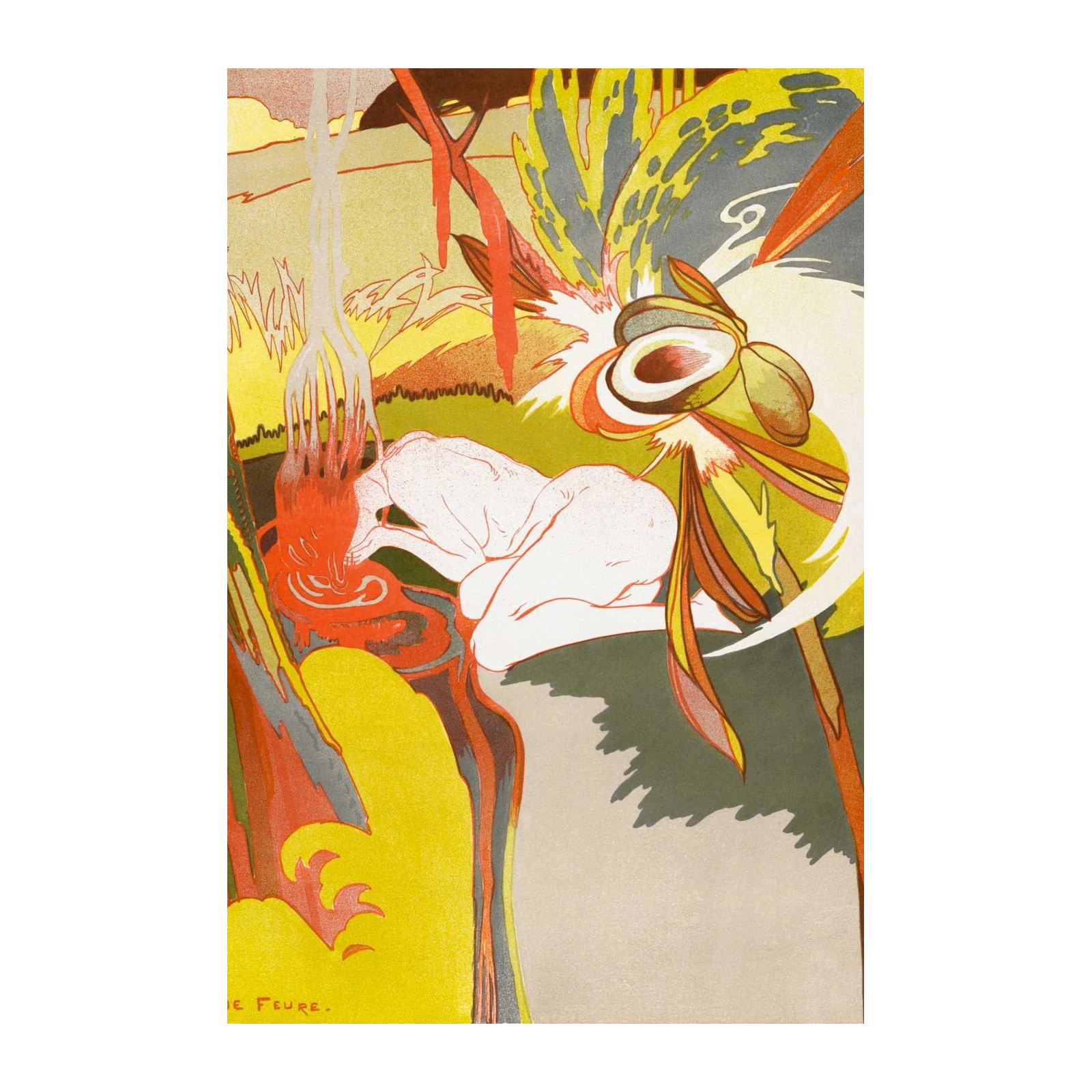 Art Nouveau Nude Dreamscape Wall Art
