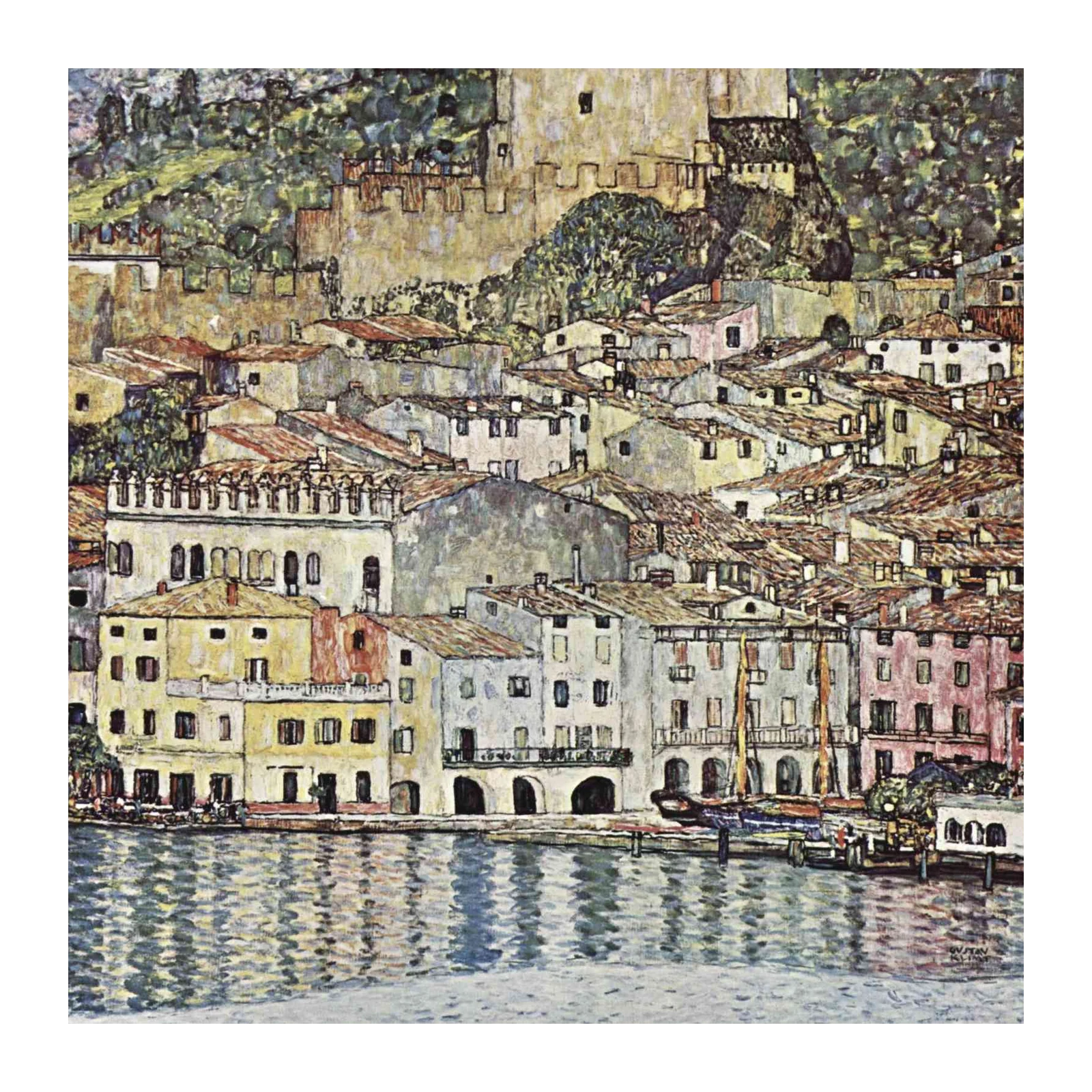 Impressionist Lake Town Gustav Klimt Wall Art