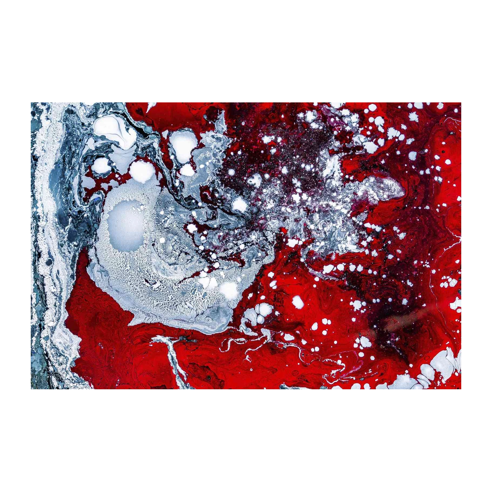 Abstract Crimson & Silver Splash Wall Art