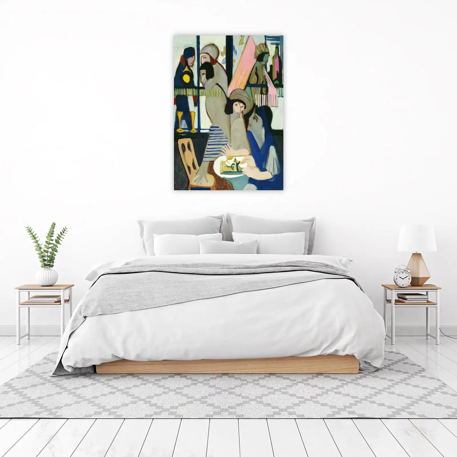 Vibrant Cafe Scene Expressive Figures Wall Art