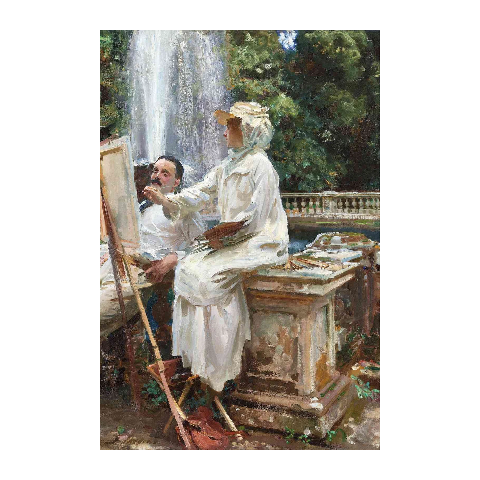 Artistic Serenity: Fountain Garden Painting Wall Art