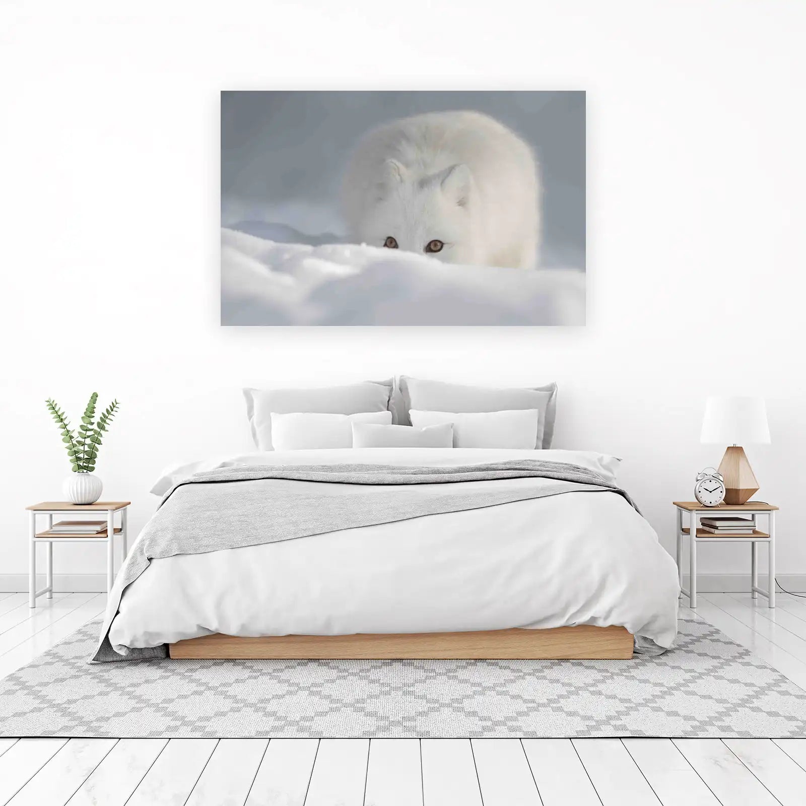 Arctic Fox Peeking White Snow Wall Art