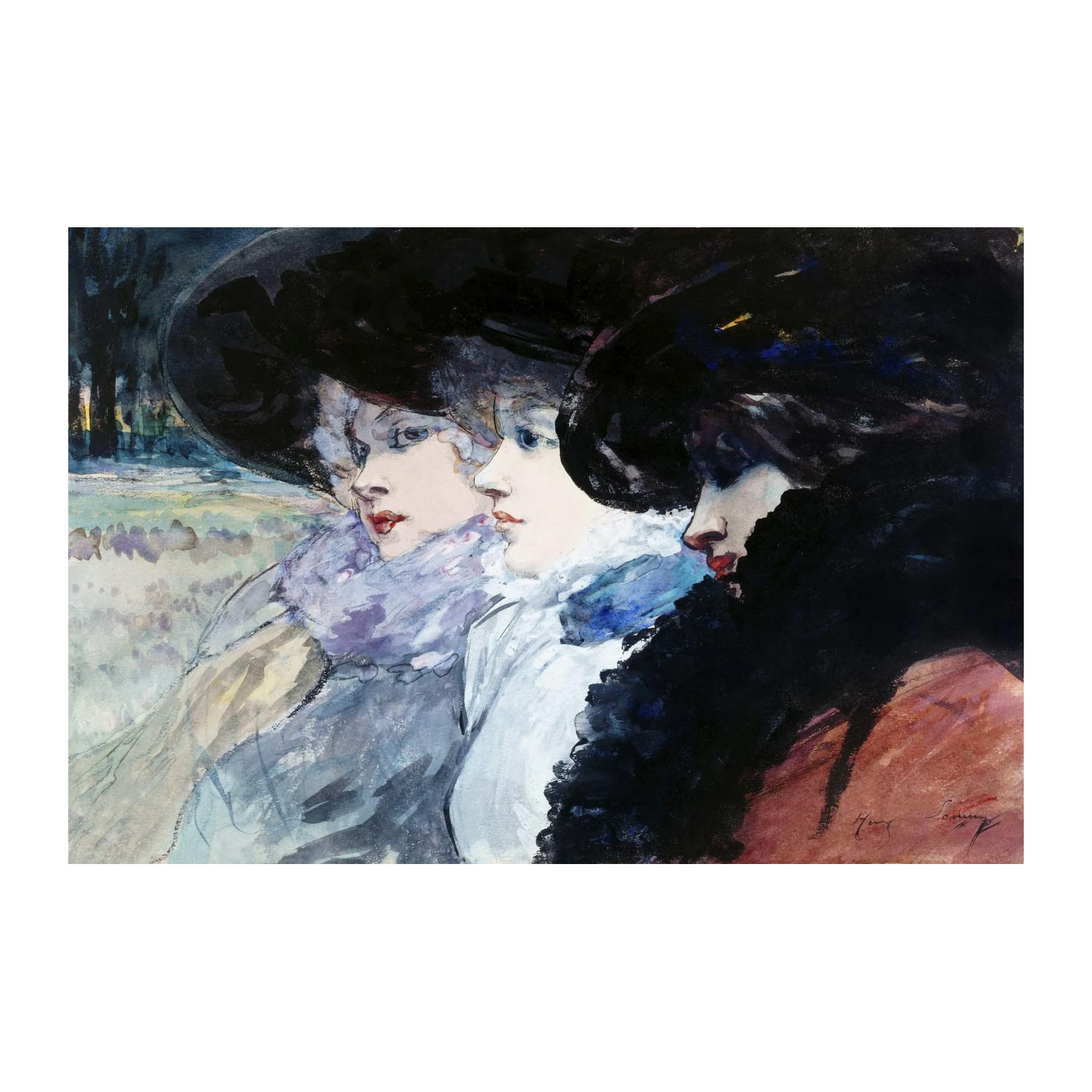 Elegant Women in Hats & Scarves Wall Art