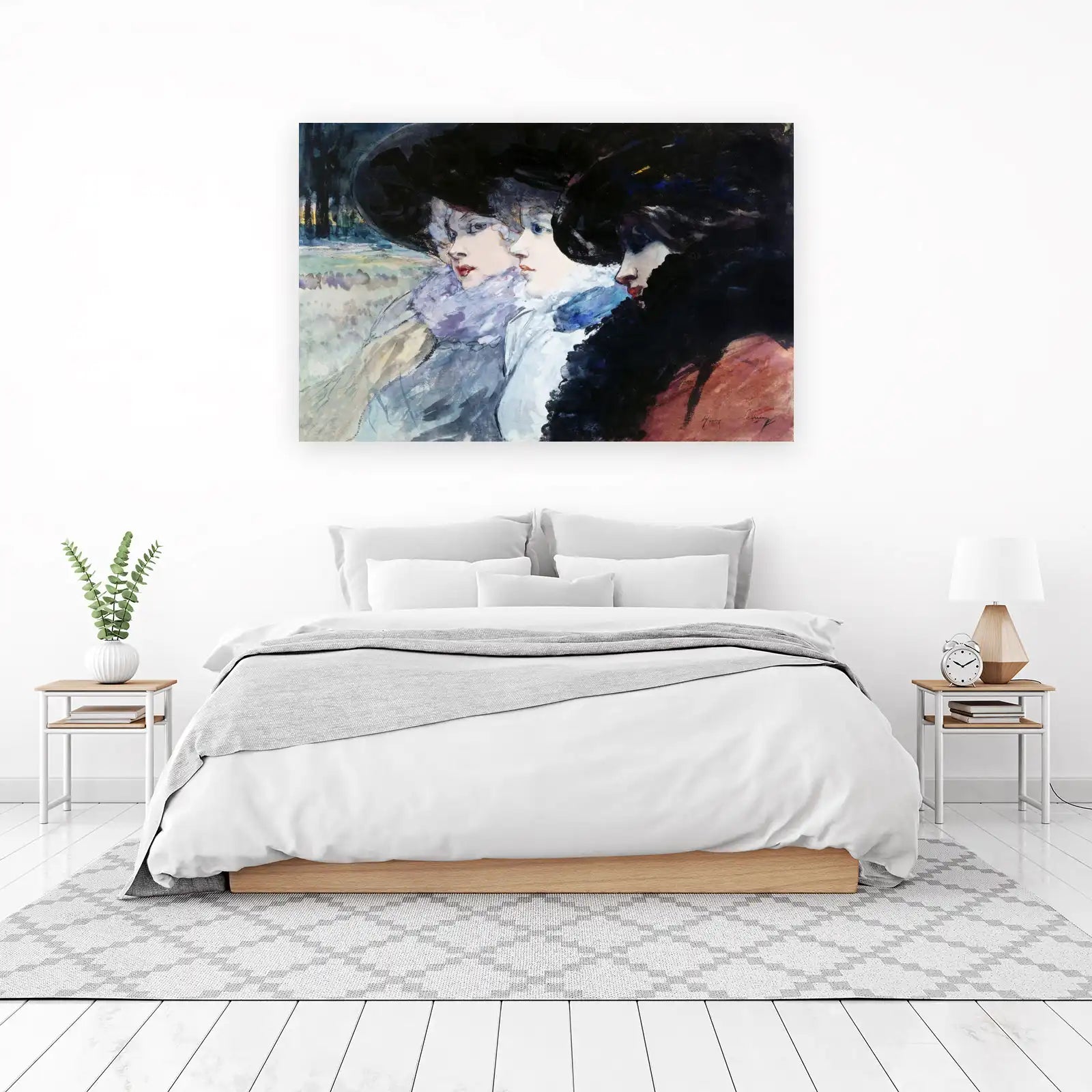 Elegant Women in Hats & Scarves Wall Art
