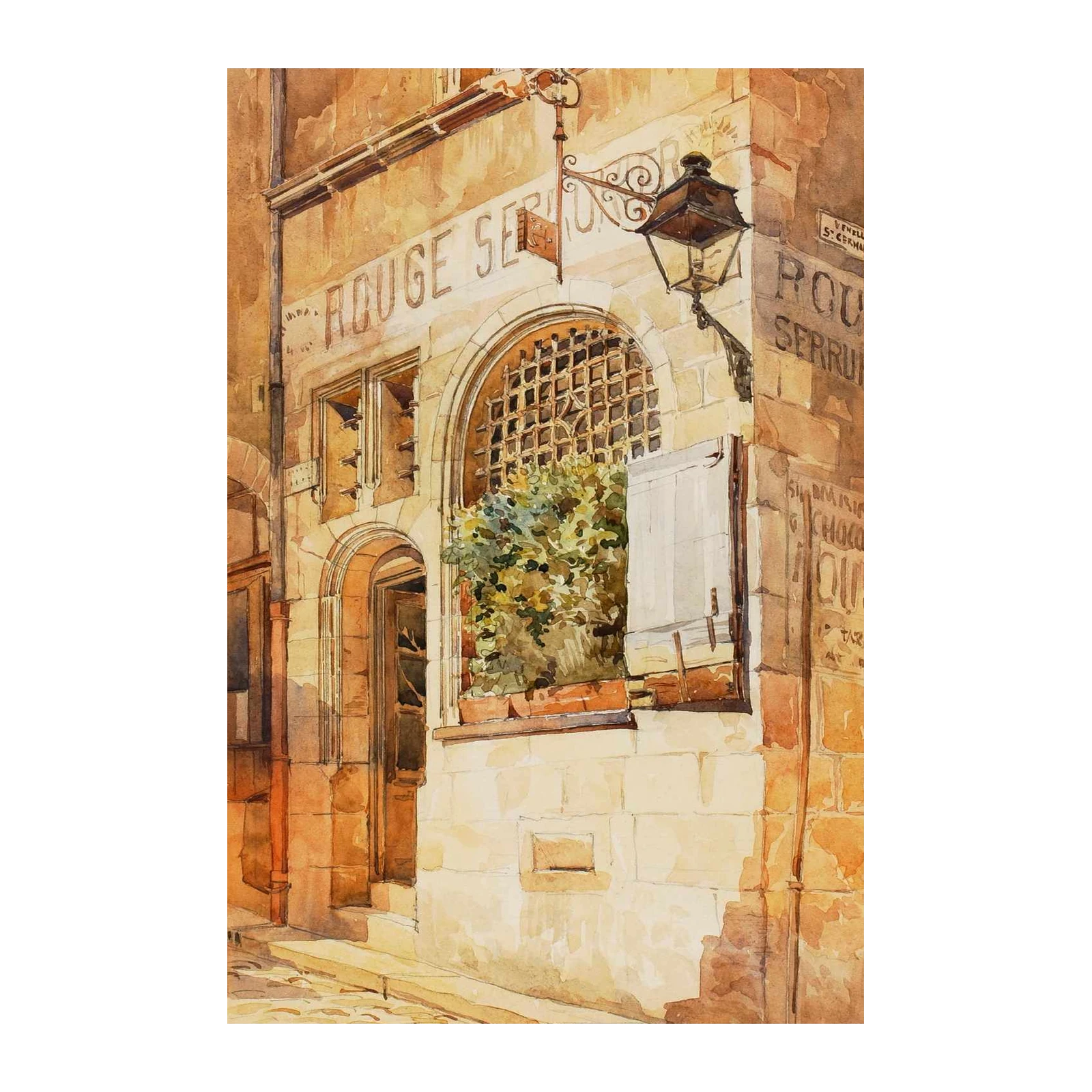 Parisian Charm "Rouge Serrure" Watercolor Wall Art
