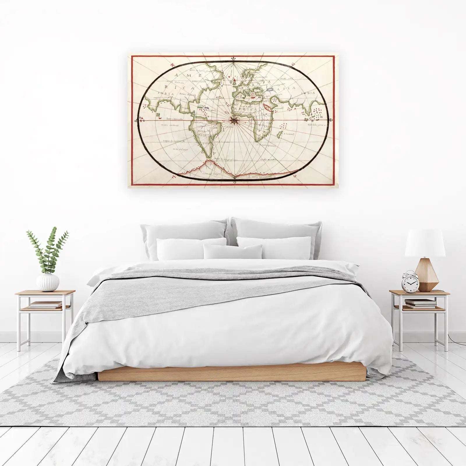 Antique World Map Vintage Wall Art