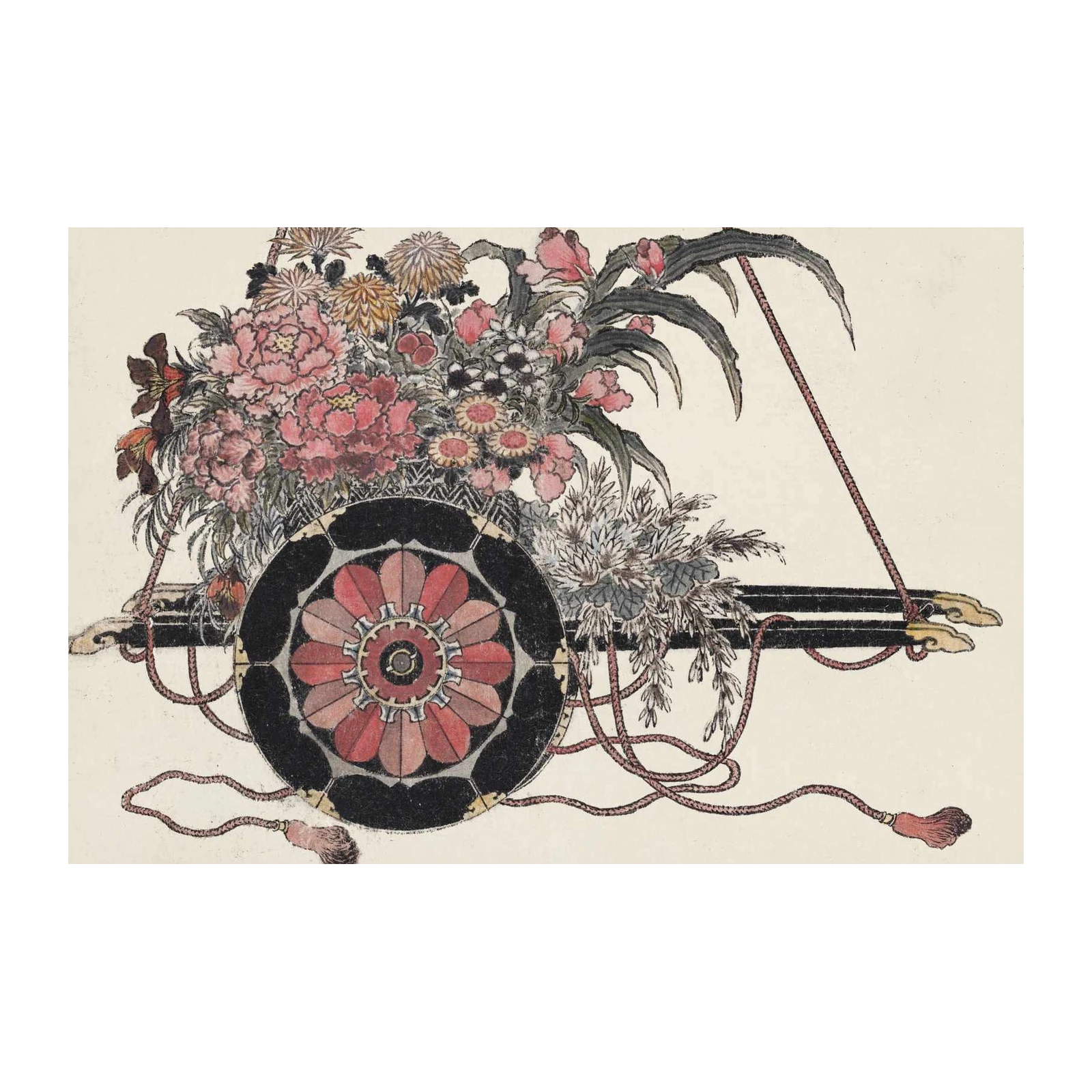Vintage Floral Cart Wall Art | Japanese Art