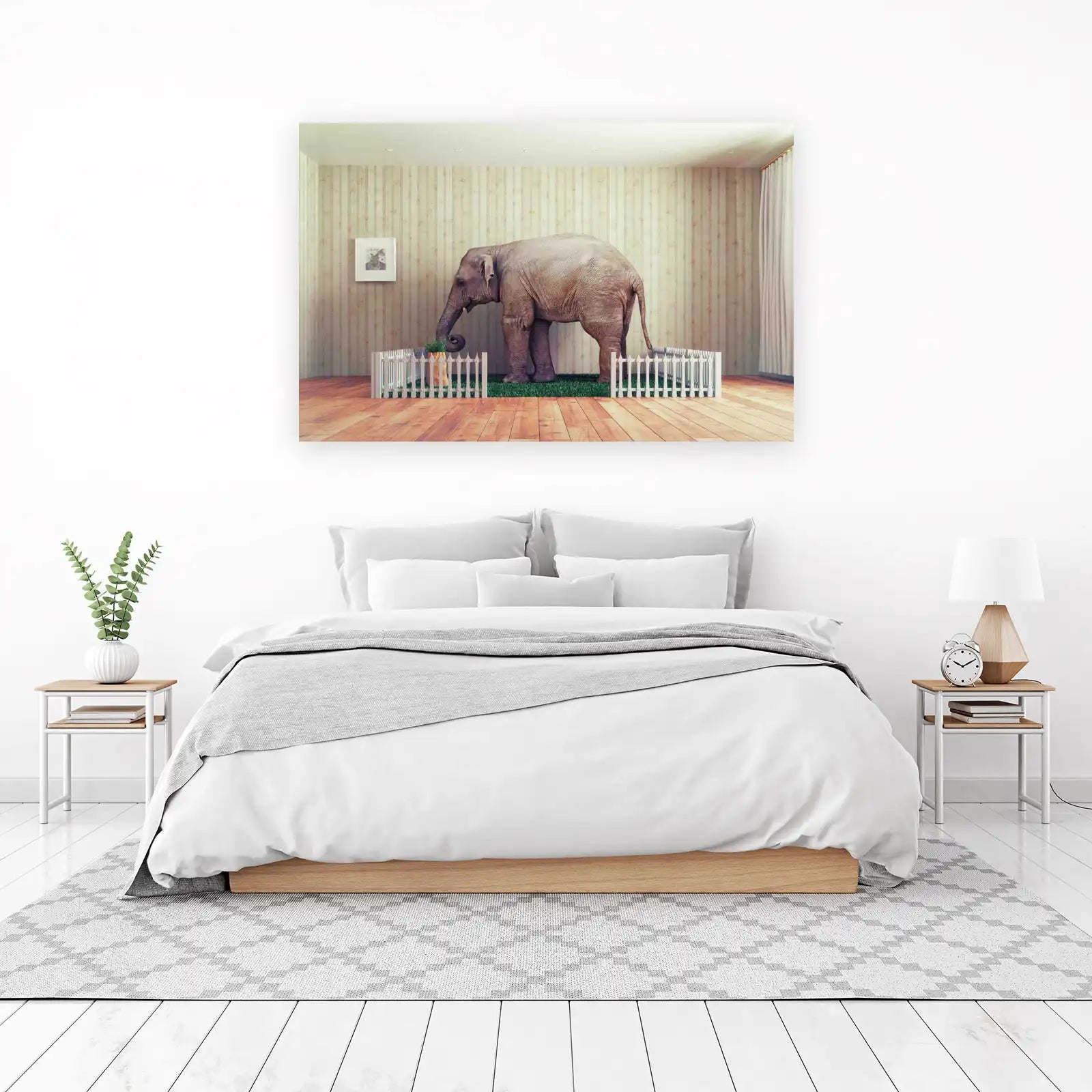 Whimsical Elephant in Vintage Room Wall Art