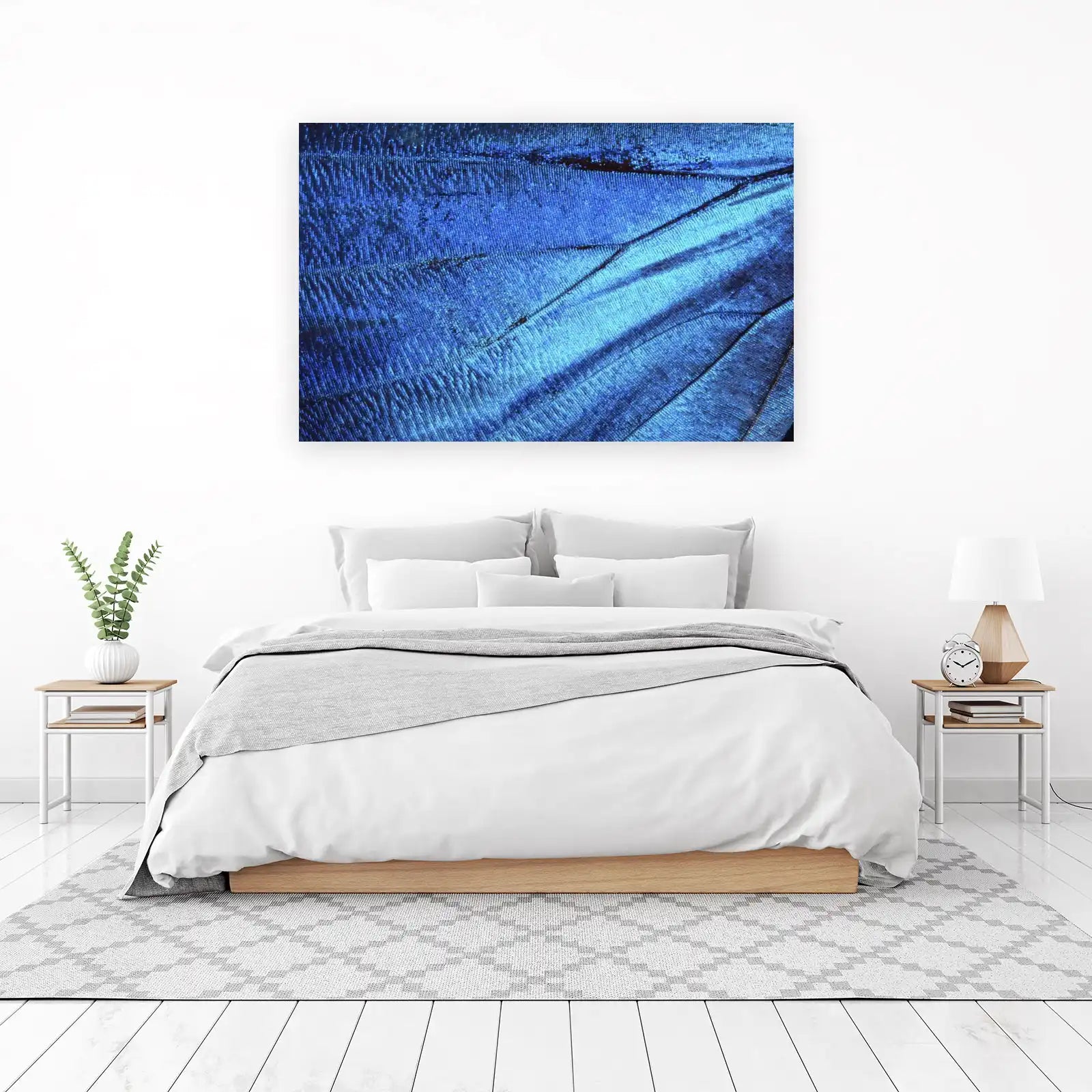 Vibrant Blue Butterfly Wing Macro Wall Art