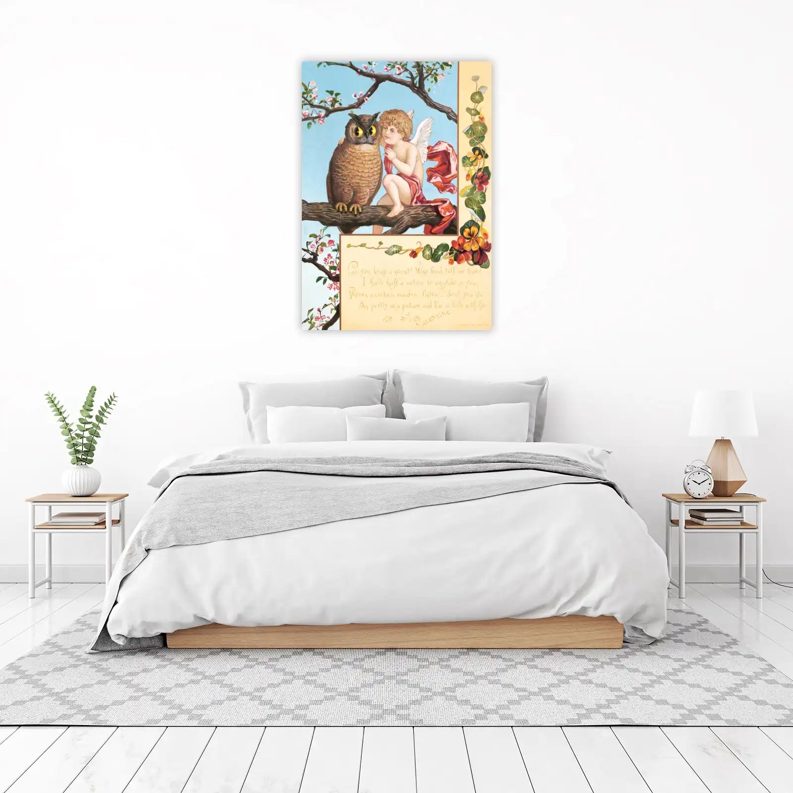 Vintage Cupid & Owl Secret Valentine Wall Art
