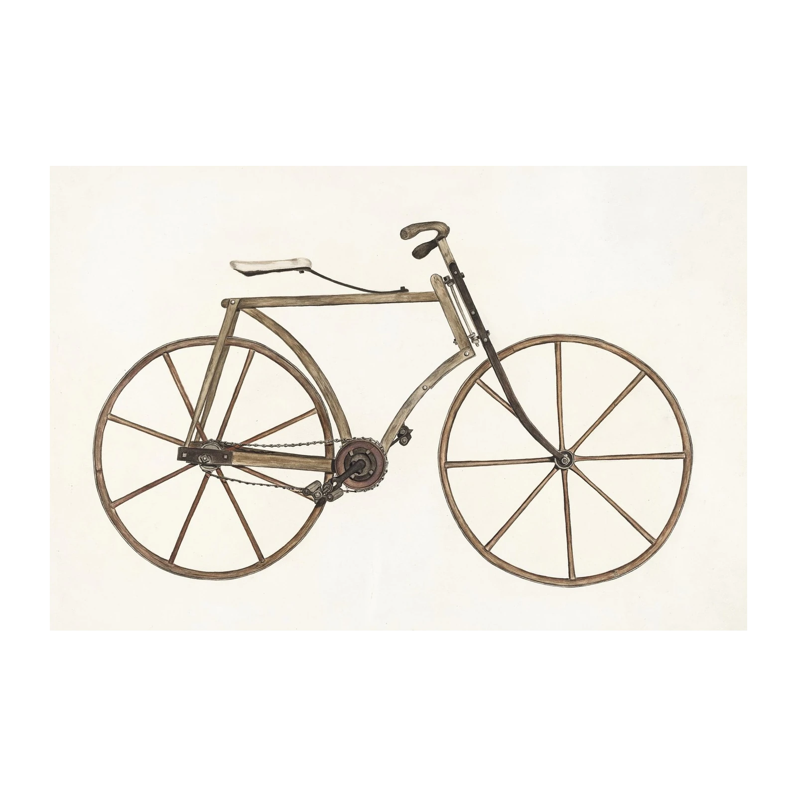 Vintage Wooden Bicycle Art Wall Art