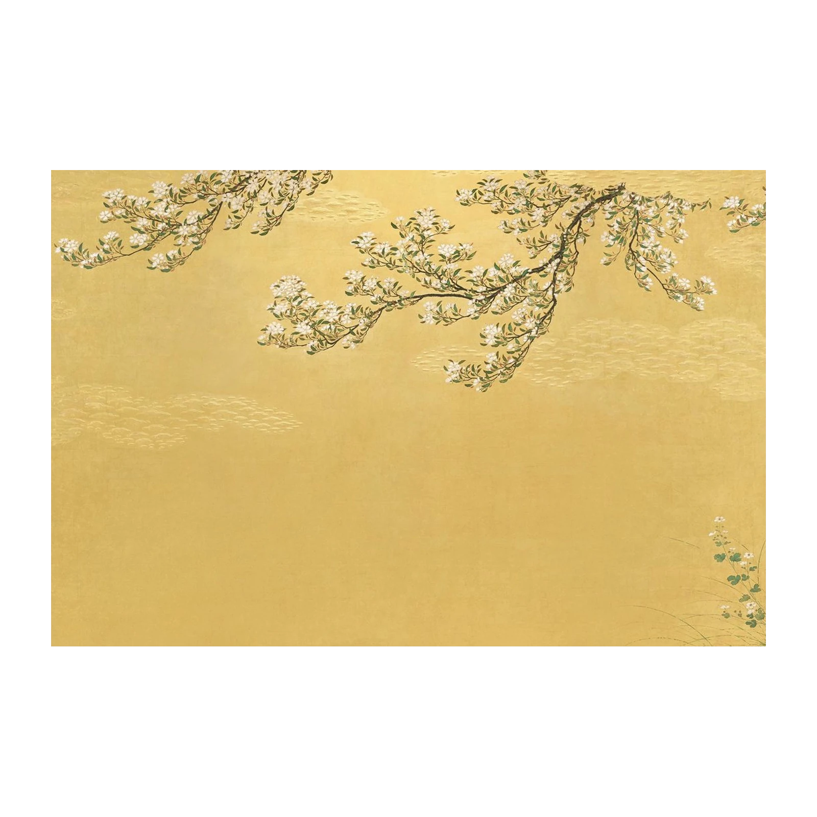 Golden Blossom Branch Wall Art